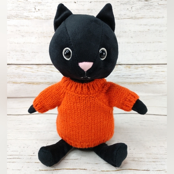 Jellycat Toys Jellycat Knitten Kitten Tangerine Plush Animal Black